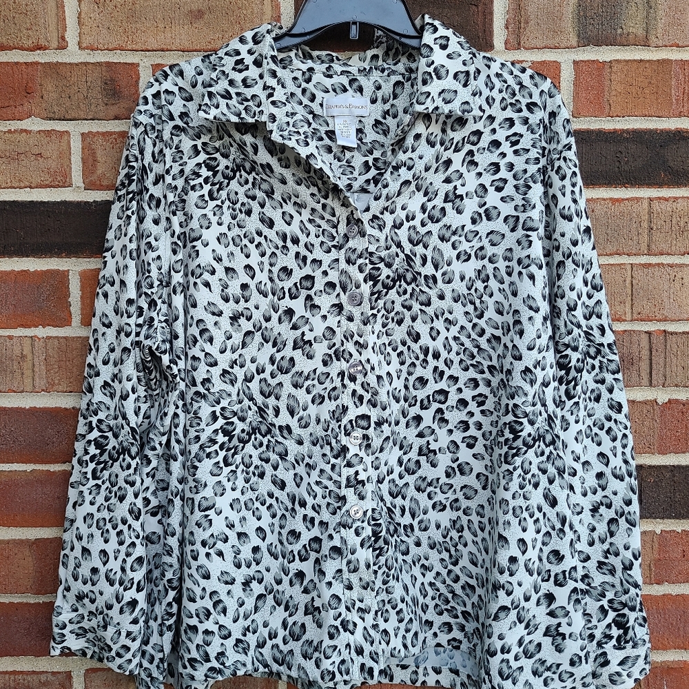 Drapers & Damons Animal Print Button Down Blouse